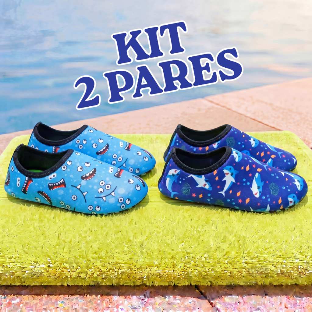 Kit 2 Pares Sapatilha Aquática Antiderrapante Inf