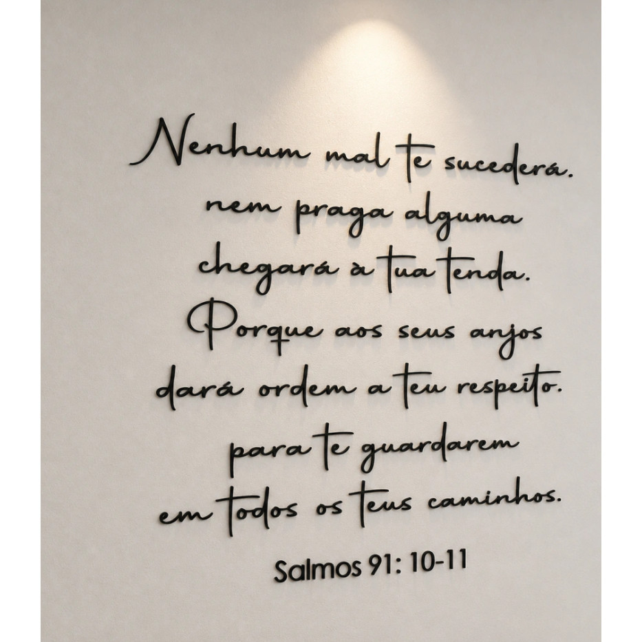 Frase Decorativa Salmos 91:10-11 Mdf  Versículo L