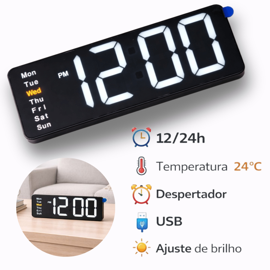 Relogio Digital De Mesa 16,3×2,3×5,7cm C