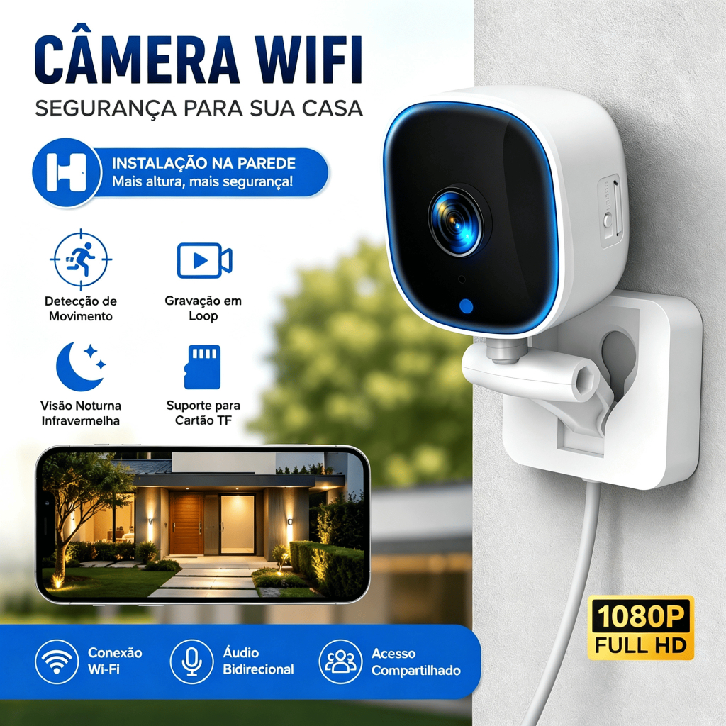 Câmera Wi-Fi Branca De Alta Definição Com Visã
