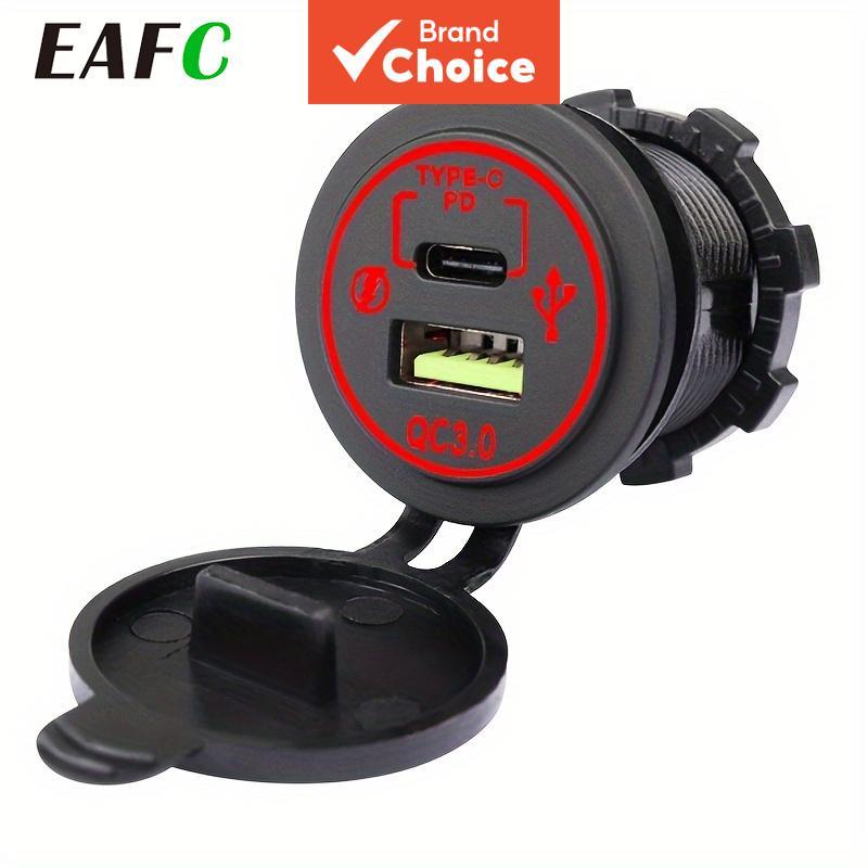 1pc Porta Dupla 12v/24v Qc 3.0 USB Tipo-c Carregad
