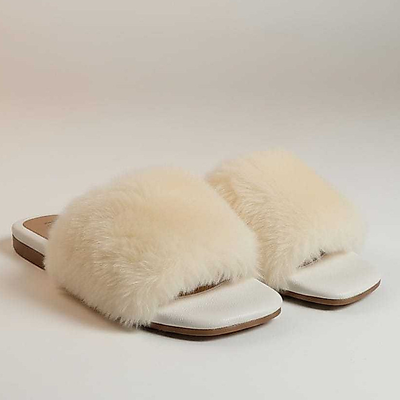 Pantufa Rasteirinha Pelúcia Luxo, Bico aberto, Ra