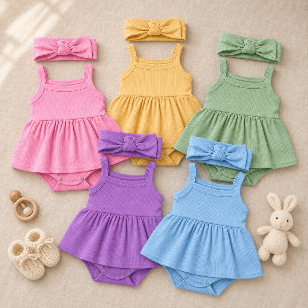 Body Vestido Infantil Canelado Tapa Fralda De Pres