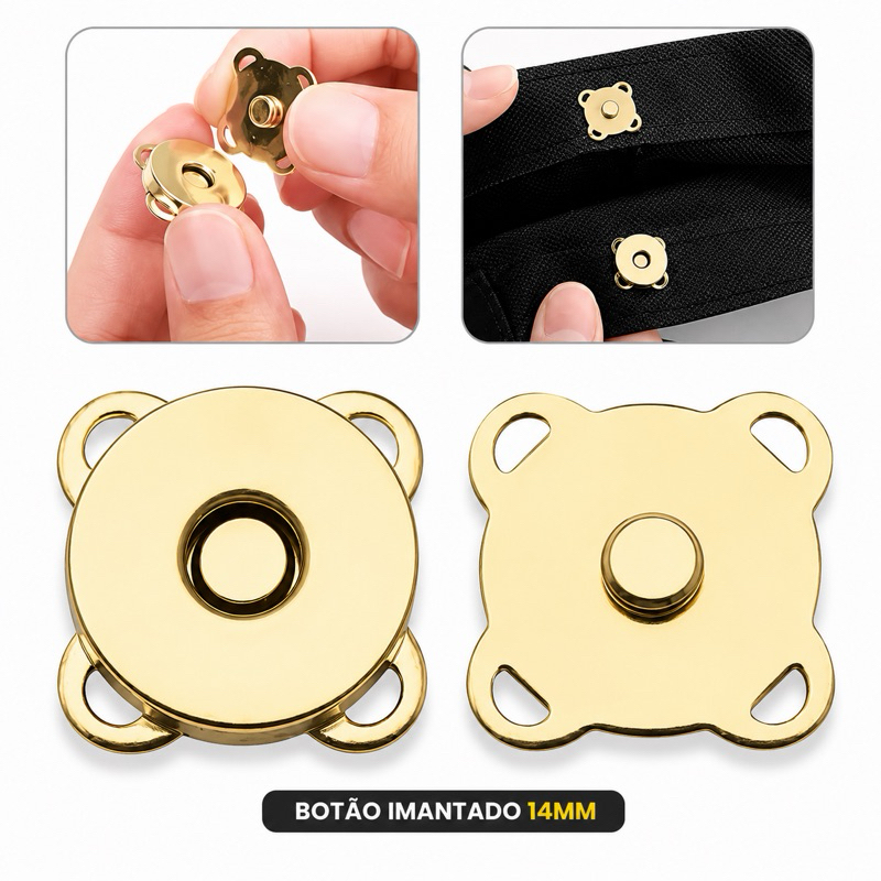 Kit 10 Botao imantado magnetico de costura 14mm Do