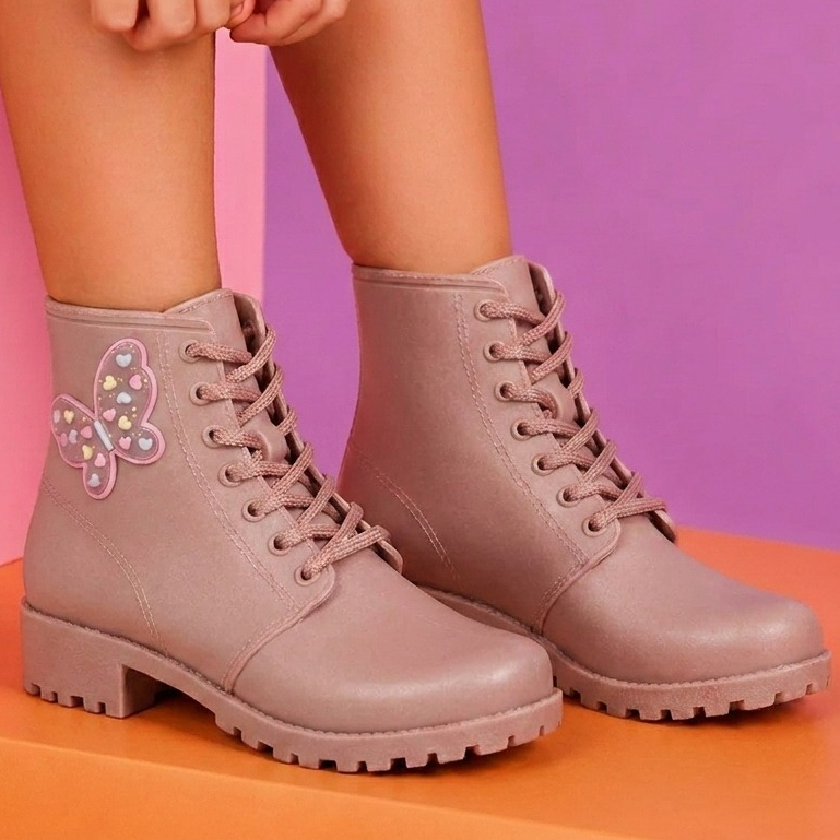 Bota Infantil Menina Casual Leve Flexivel Borracha