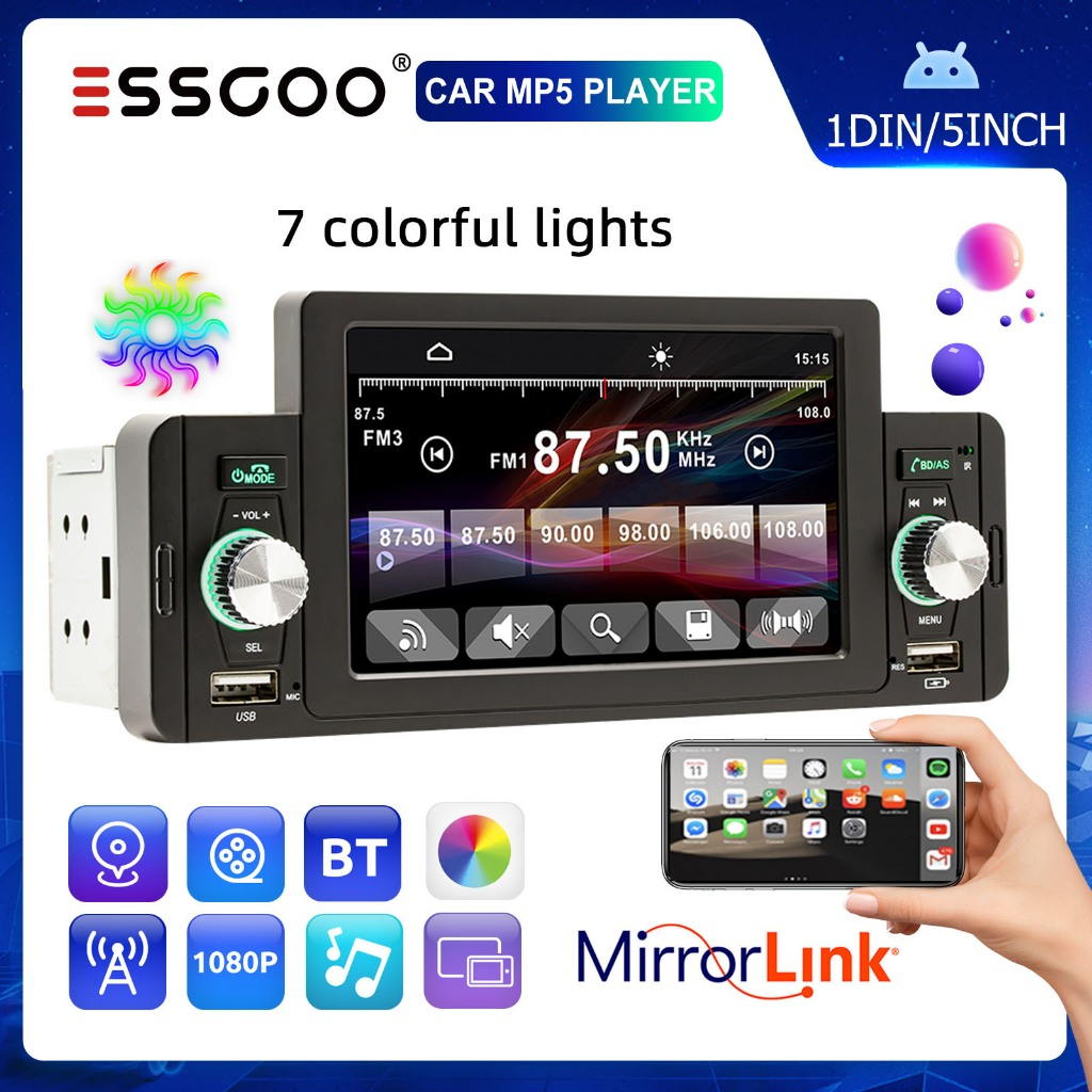 ESSGOO 5 polegadas mp5 bluetooth 5.0 fm hd player 
