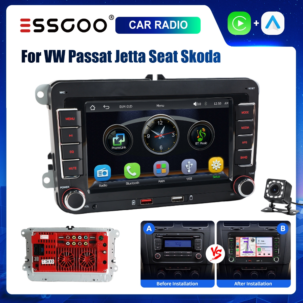 ESSGOO Rádio Automotivo 7 Tela IPS CarPlay Androi