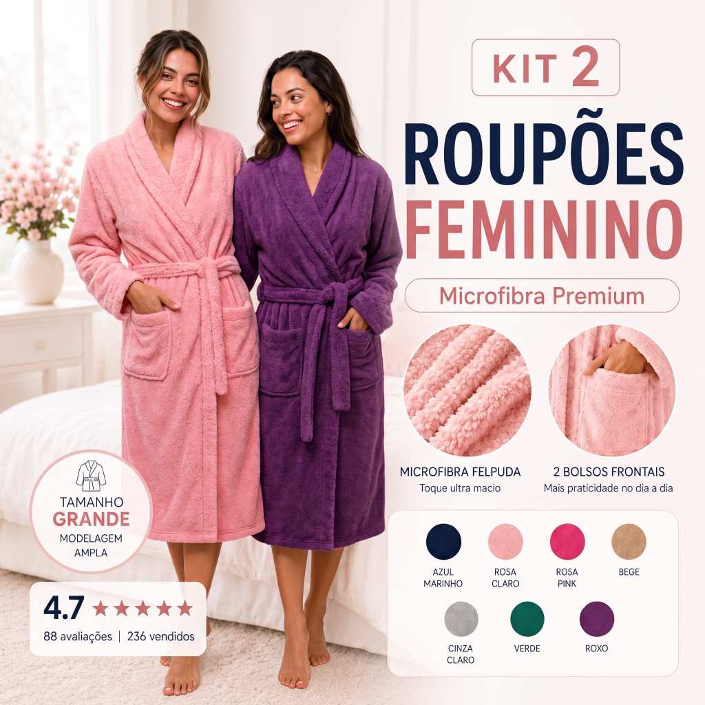 Roupão Aveludado Plush Flannel Fleece Unissex Man