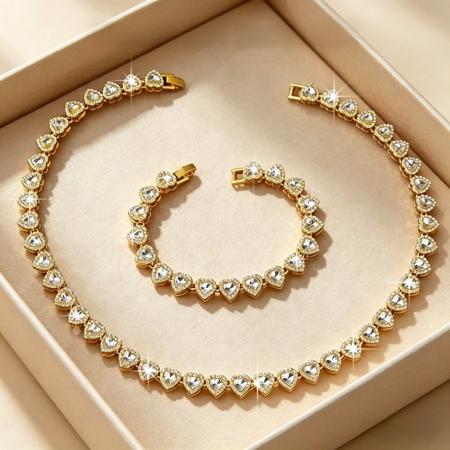 Conjunto De Joias De Aço Inoxidável Com Coraçã