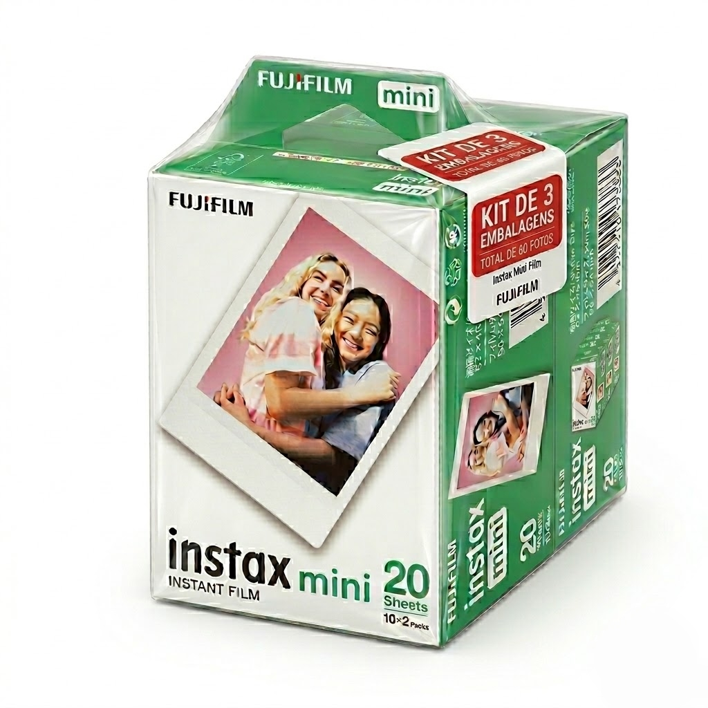 Kit 3 Filmes Instax Instantâneo Mini 60 fotos Bra