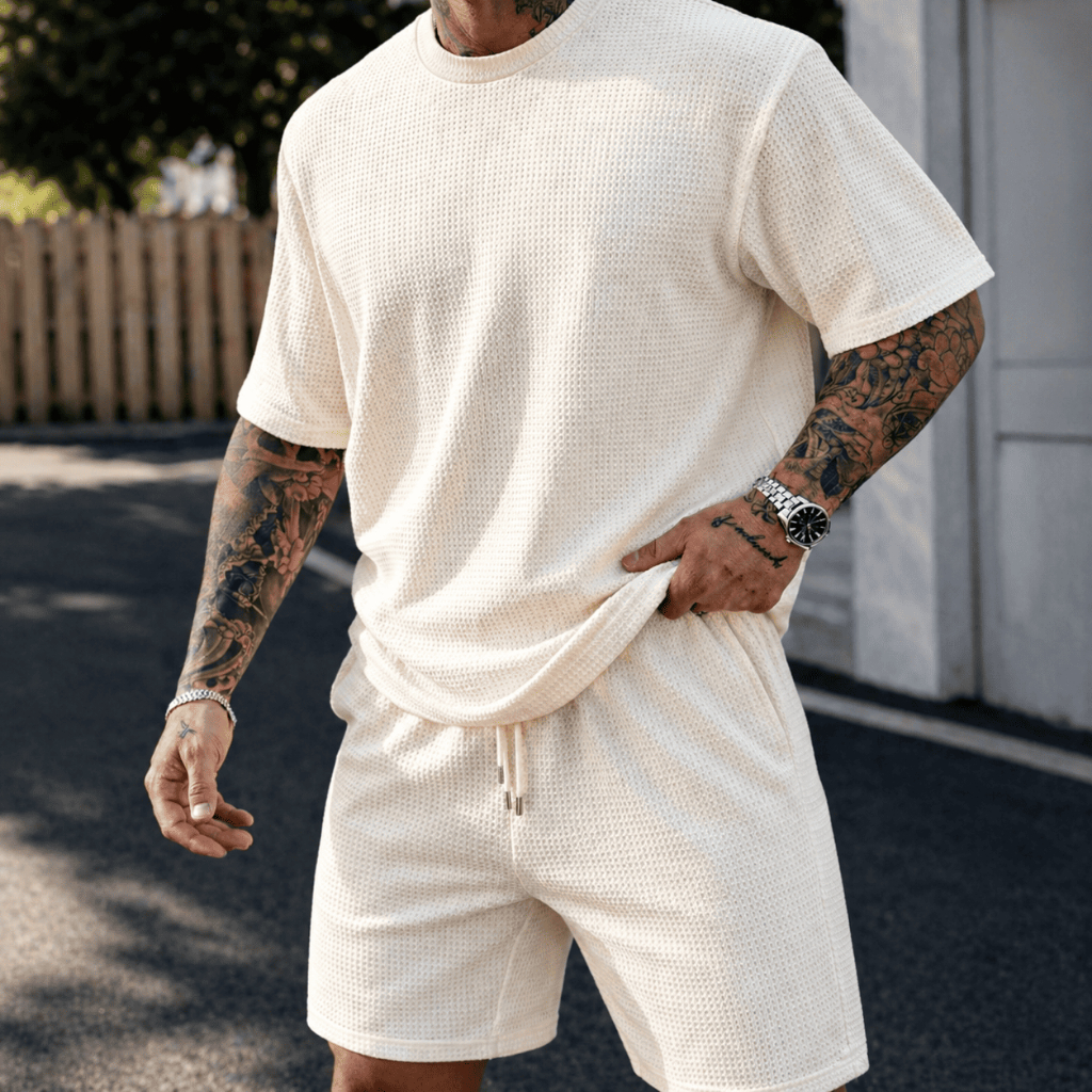 Conjunto Masculino Camiseta e Bermuda Texturizado 
