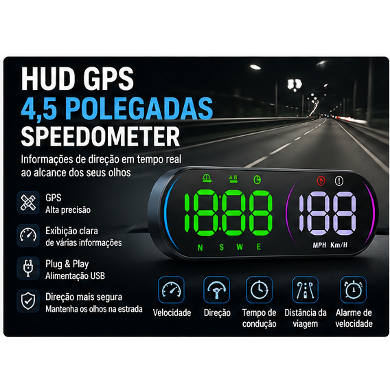 Head Up Display Carro GPS Velocidade KM MPH Univer