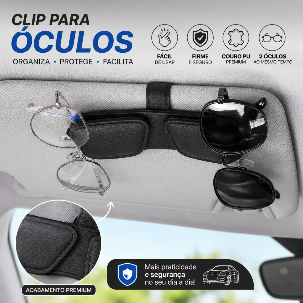 Suporte Premium para Óculos de Sol Carro: Clip Ca