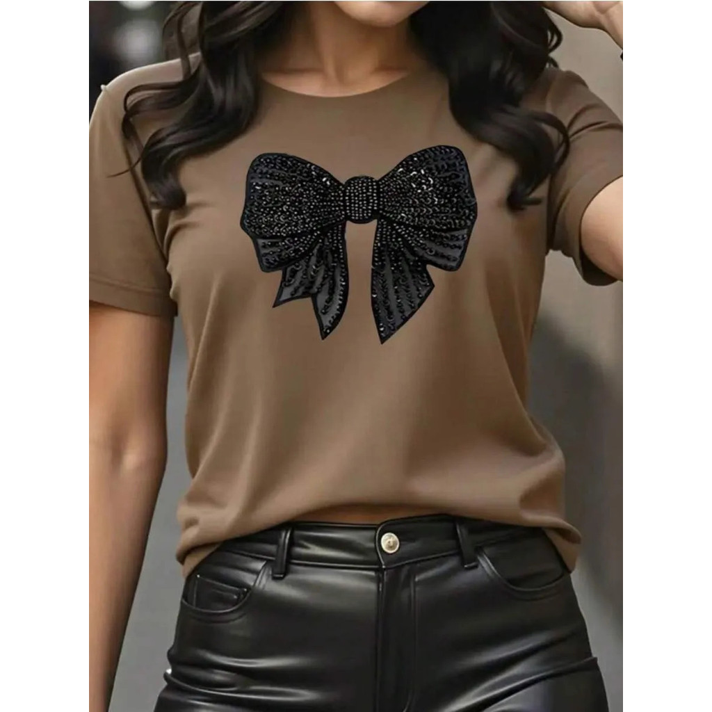 T-shirt Camiseta Estampada Feminina Laço Camisa 1