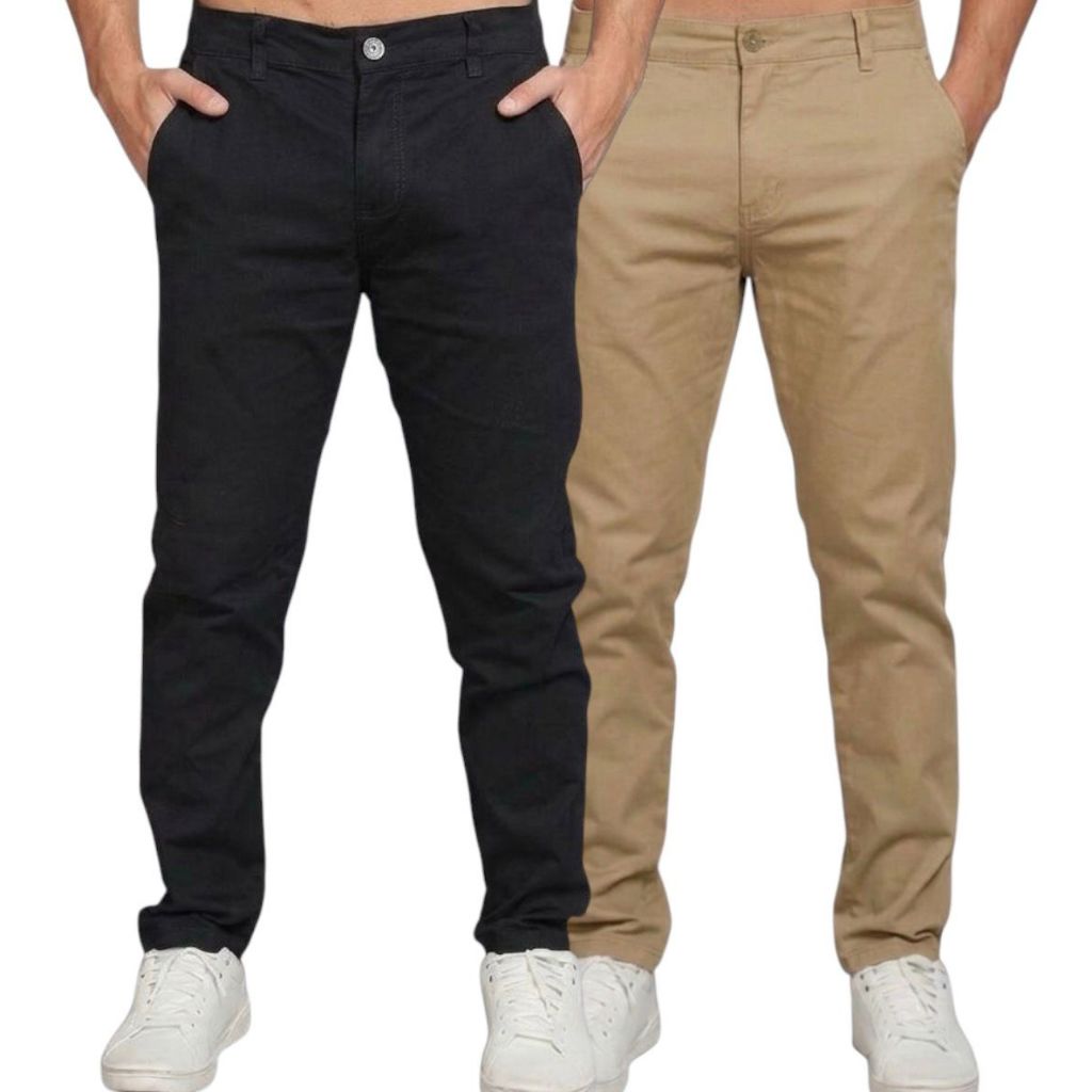 Kit 2 Calças Sarja Masculina Slim Premium