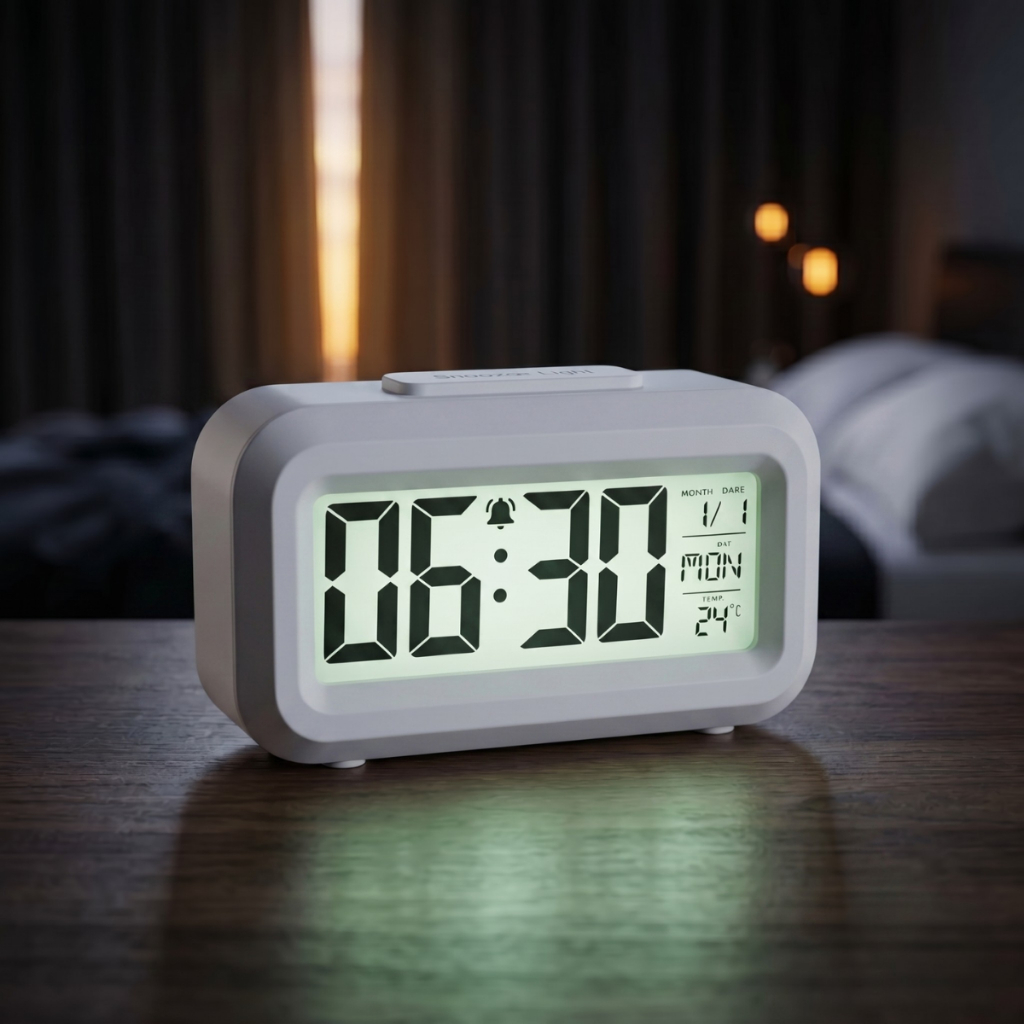 Relógio de Mesa Digital LED LCD Despertador Peque
