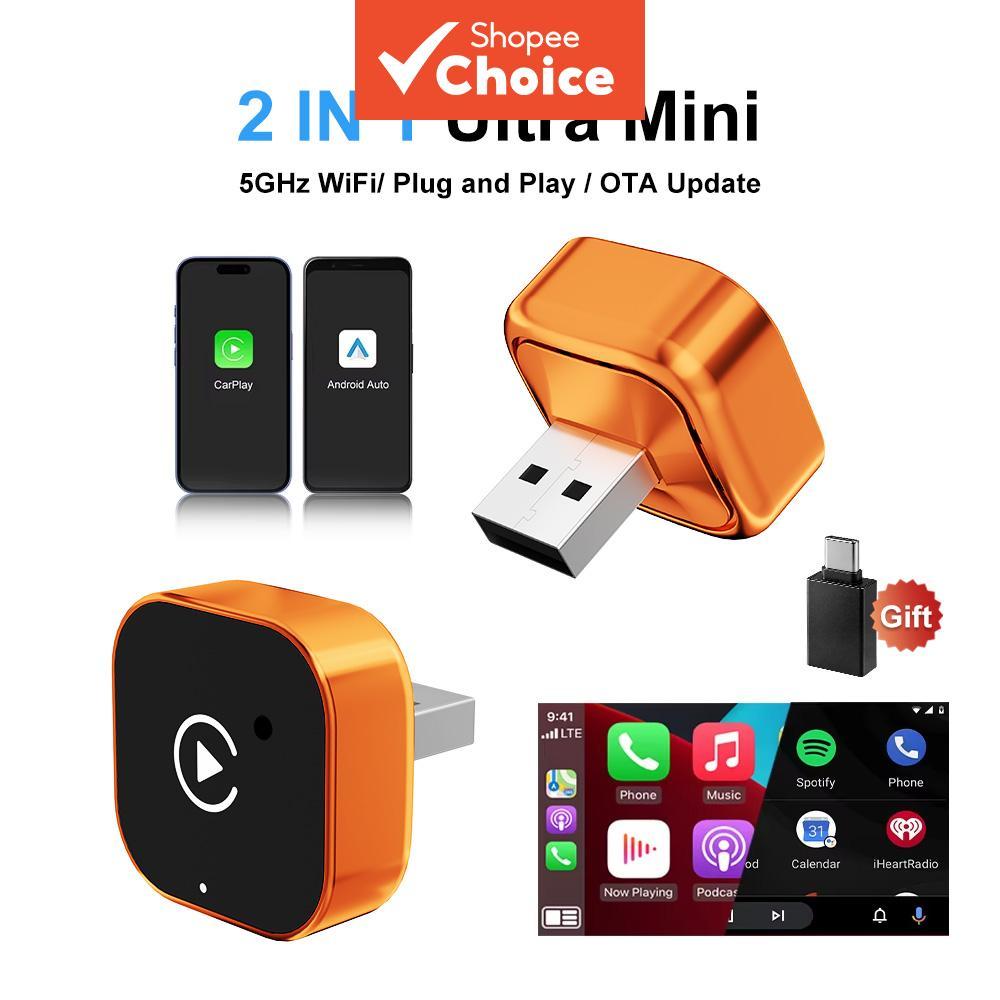 Adaptador Dongle Automático 2 Em 1 Sem Fio CarPla