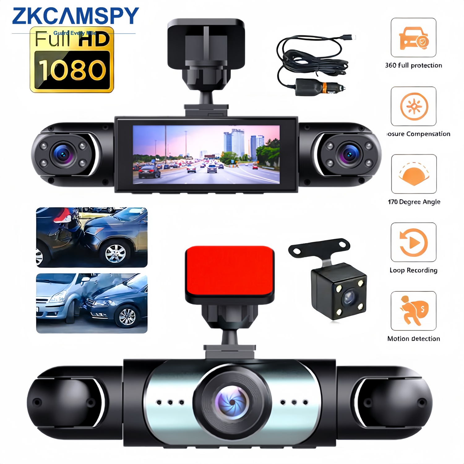 Dash Cam Veículo DVR Gravador De Vídeo 4 Câmera