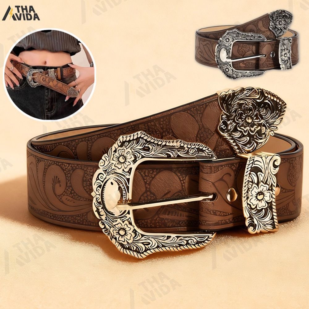 Cinto Feminino Padrão Marrom Com Cintura Decorati
