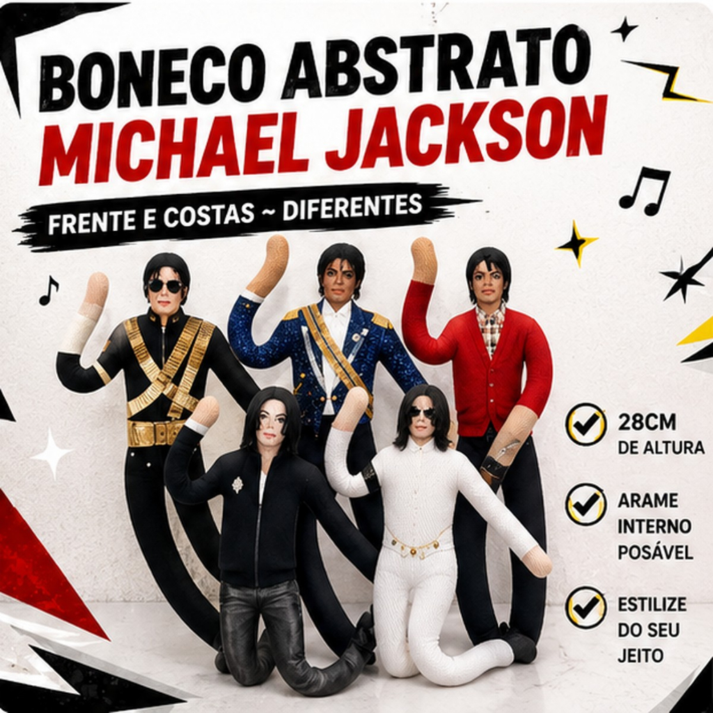 Boneco Michael Jackson 28cm Articulável e Posáve
