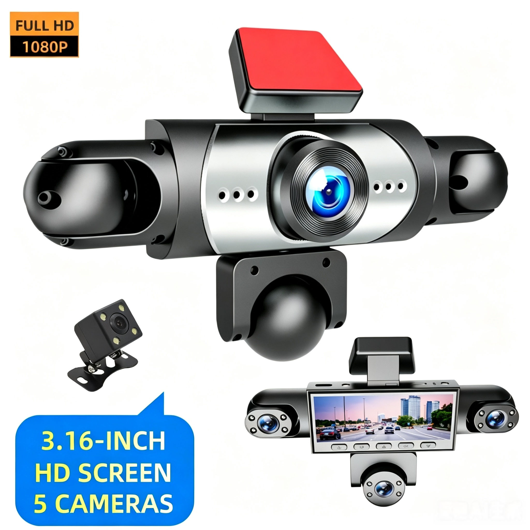 Grau 5 Canais 360 1080p Carro Traço Cam Dvr 24h M