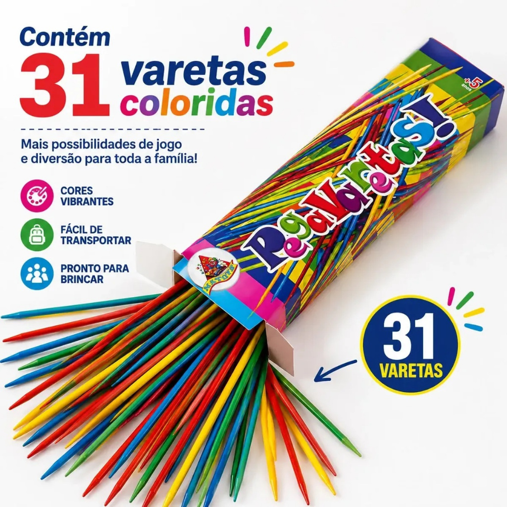 Jogo Pega Varetas Com 31 Palitos infantil Estraté