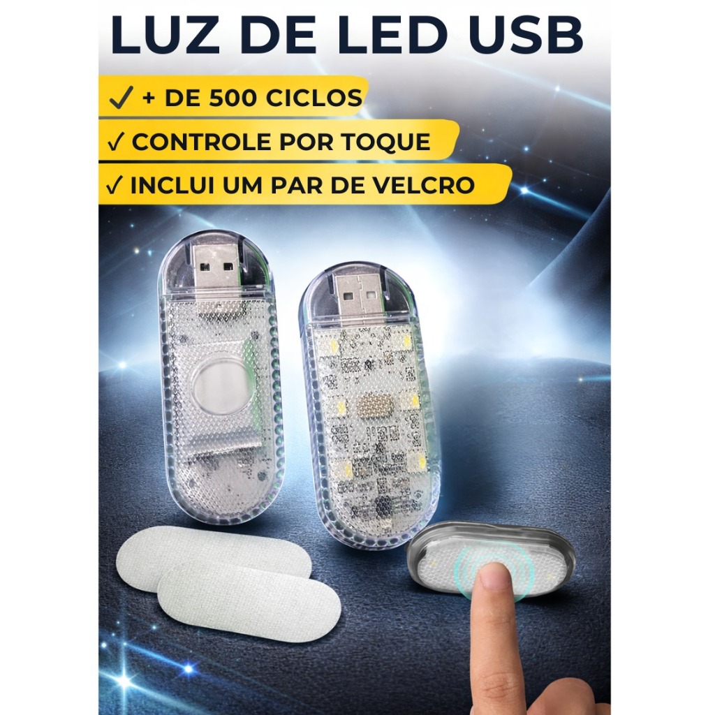 Lâmpada LED de Toque Dedo Adesivo Velcro 5 V De C
