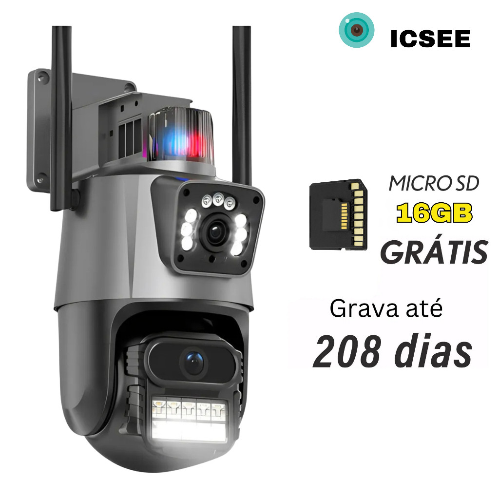 Camera Segurança Externa Lente Dupla 4k 6mp Siren