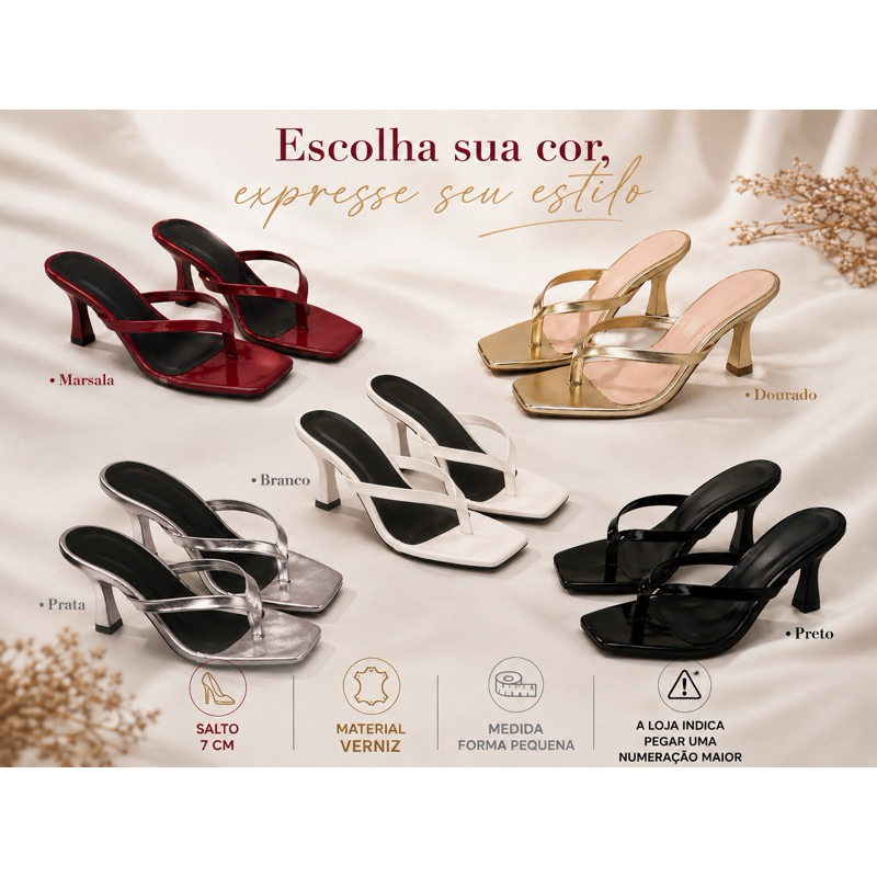 Tamanco Feminino Glam Chic Luxo  Salto 7 cm