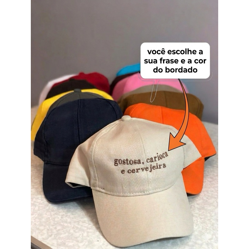 Boné BORDADO com a sua frase PERSONALIZADO NA FRE