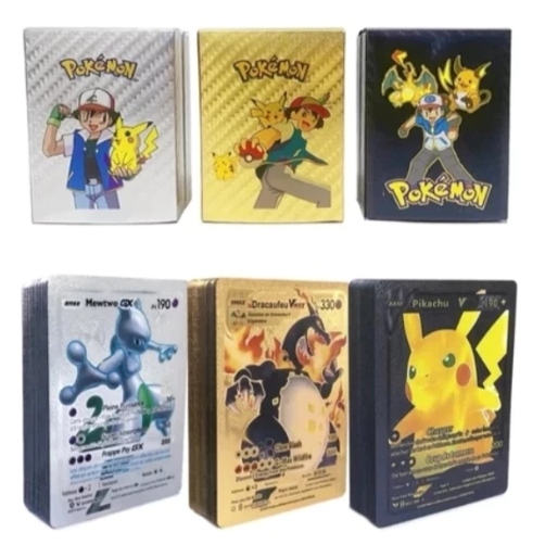 Kit Cartas Pokémon 55 Peças Gold e Prata Edition