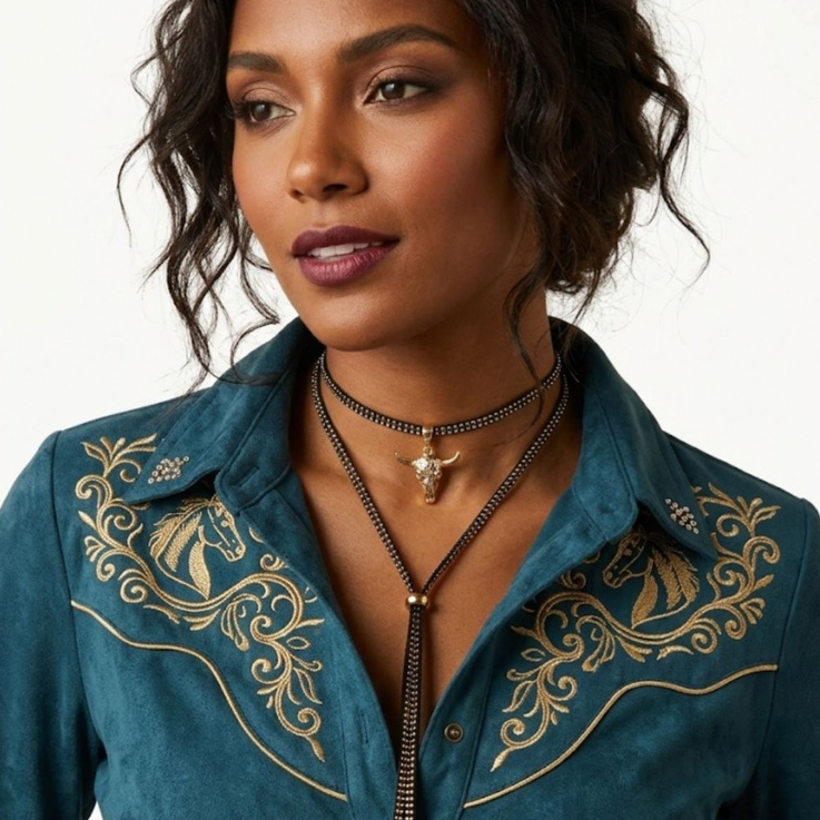 Colar Boiadeira Estilo Country Rodeio Feminino Aju