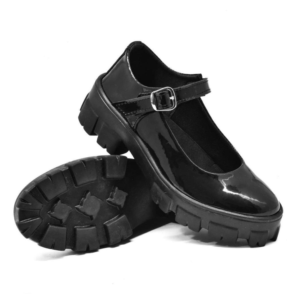 Sapato Mary Jane Feminino Tratorado Sapatilha Bone