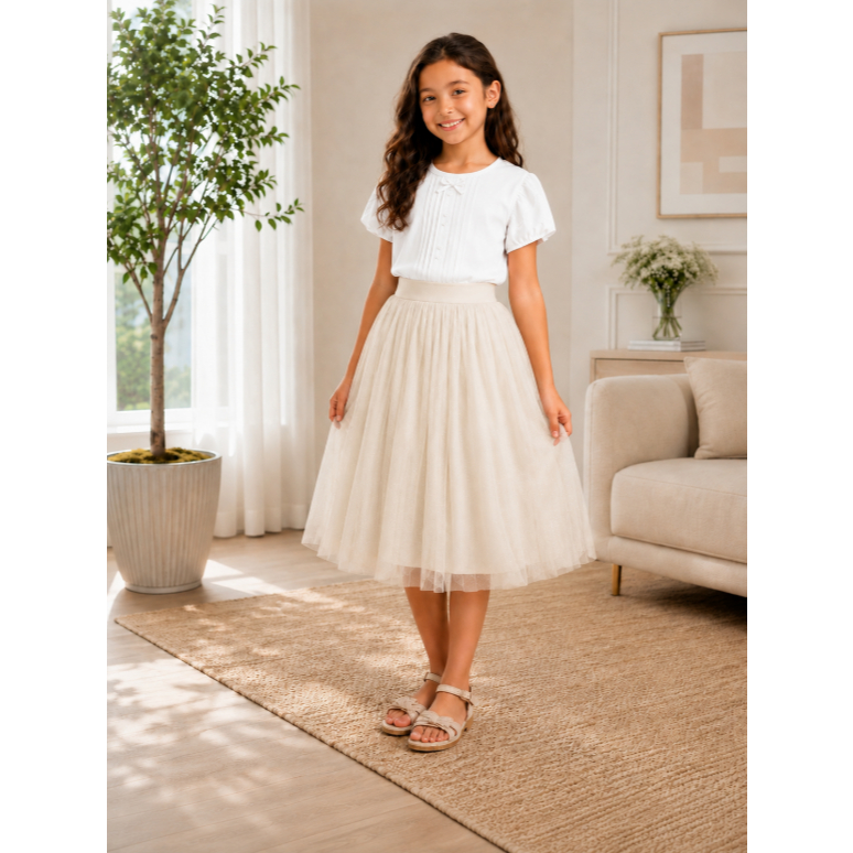 Saia Infantil de Tule Cristal com Brilho Glitter c