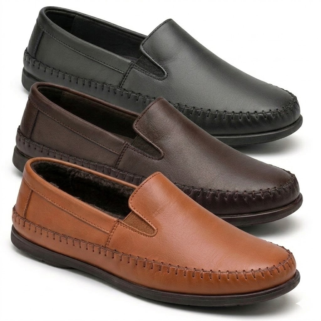 Mocassim Masculino de Couro Ecológico Confortáve