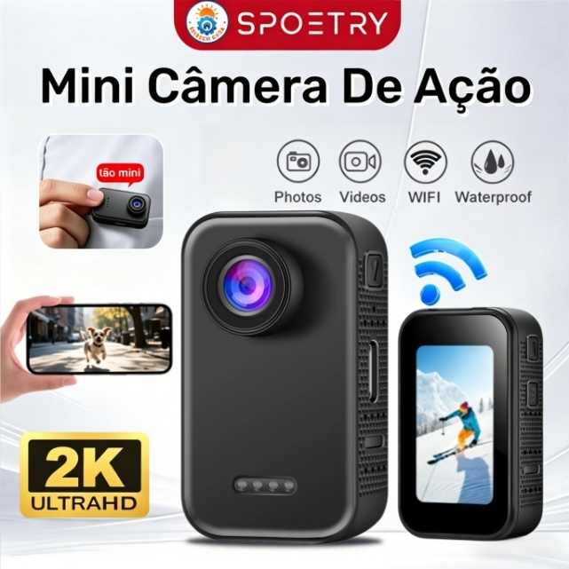 Câmera esportiva 2K portátil 1.47 Tela Lcd Pocke