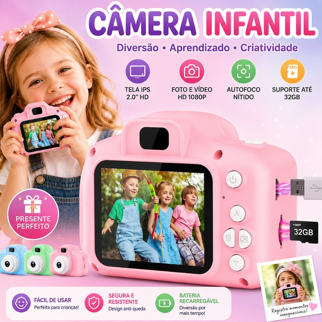 Camera Infantil Digital Filmadora Infantil Mini Ma