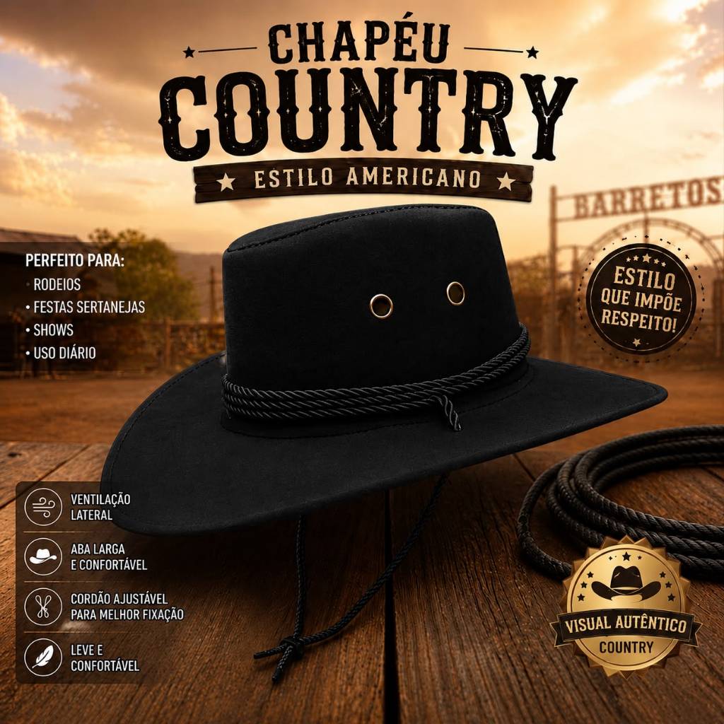Chapéu Country Boiadeiro – Rodeio Barretos 
