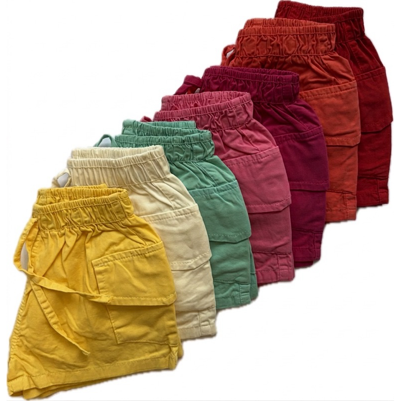 Short Cargo Infantil Menina Com Elástico Cintura 
