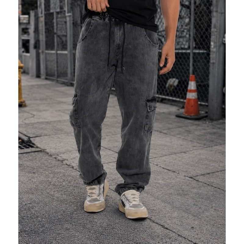 Calça Jeans Cargo Masculina/Feminina Streetwear P