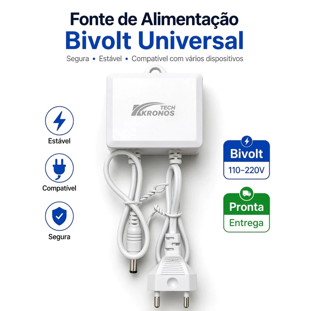 Fonte de Alimentação 12V 2A Bivolt para Câmera