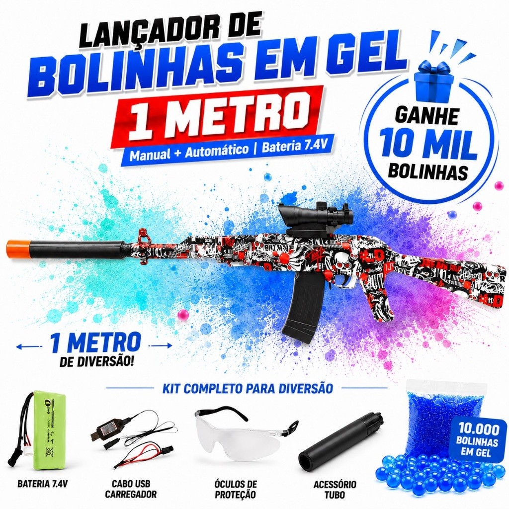 Lançador de Bolinhas em Gel 1 Metro Grande Elétr