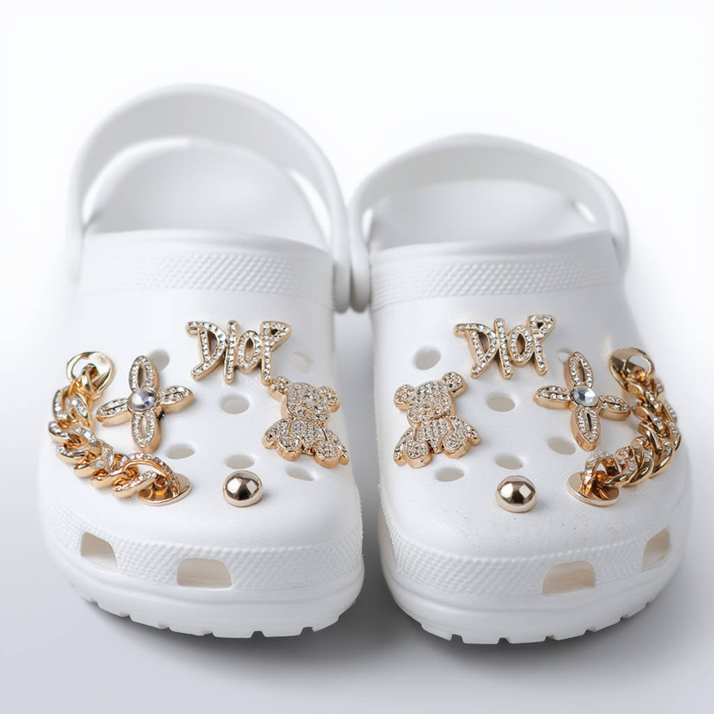 Chinelo Babuche Feminino Luxo EVA com Charms Stras