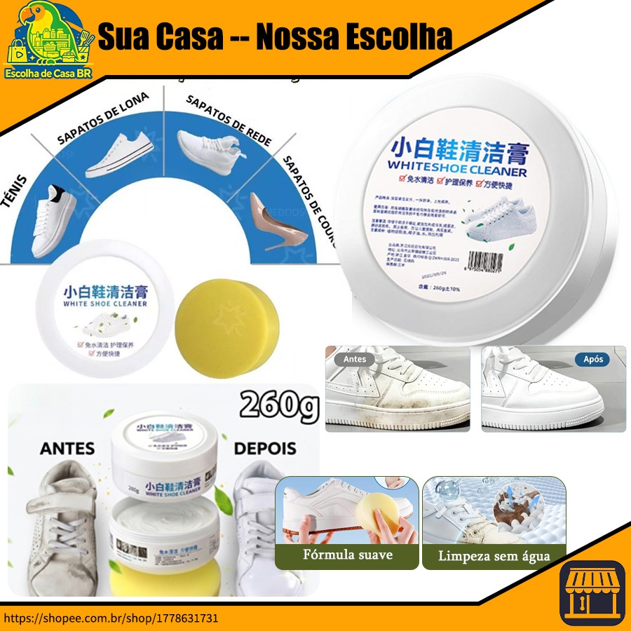 Creme de Limpeza para Sapatos Brancos 260g  Limpez