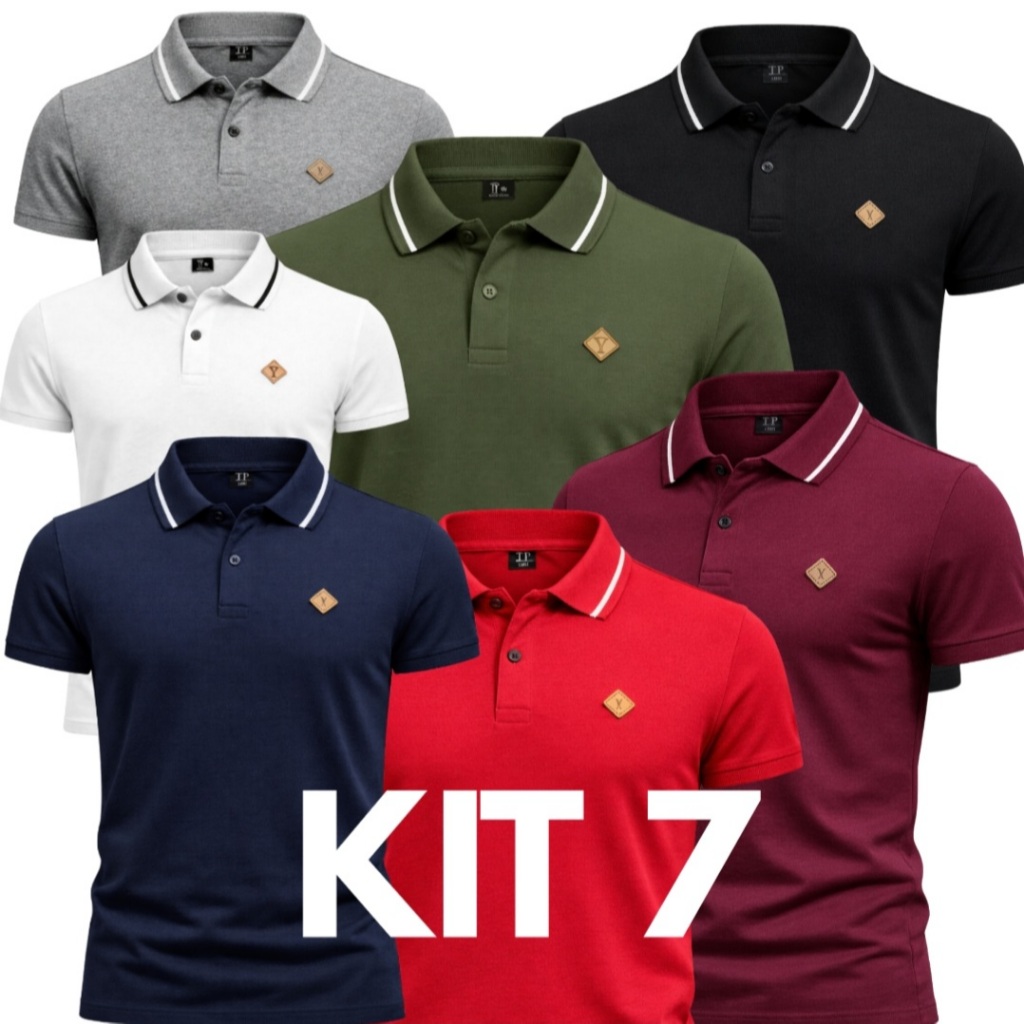 Kit De 7 E 3 Camisa Masculina Polo 100% algodão P