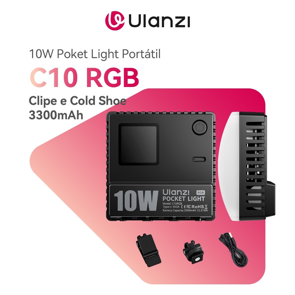 ULANZI C10 RGB Pocket Light LED 10W, Portátil1300