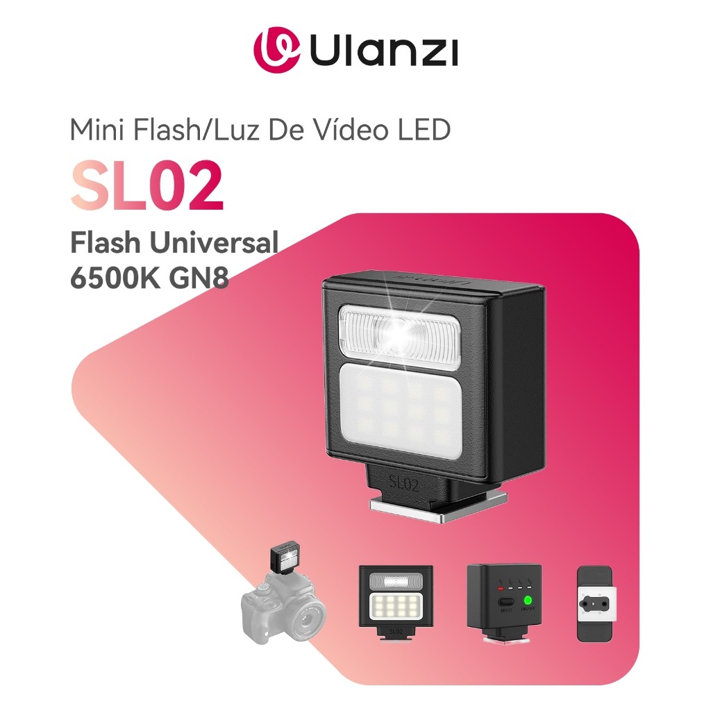 ULANZI SL02 Mini Flash 2 Em 1 Com Luz De Vídeo LE