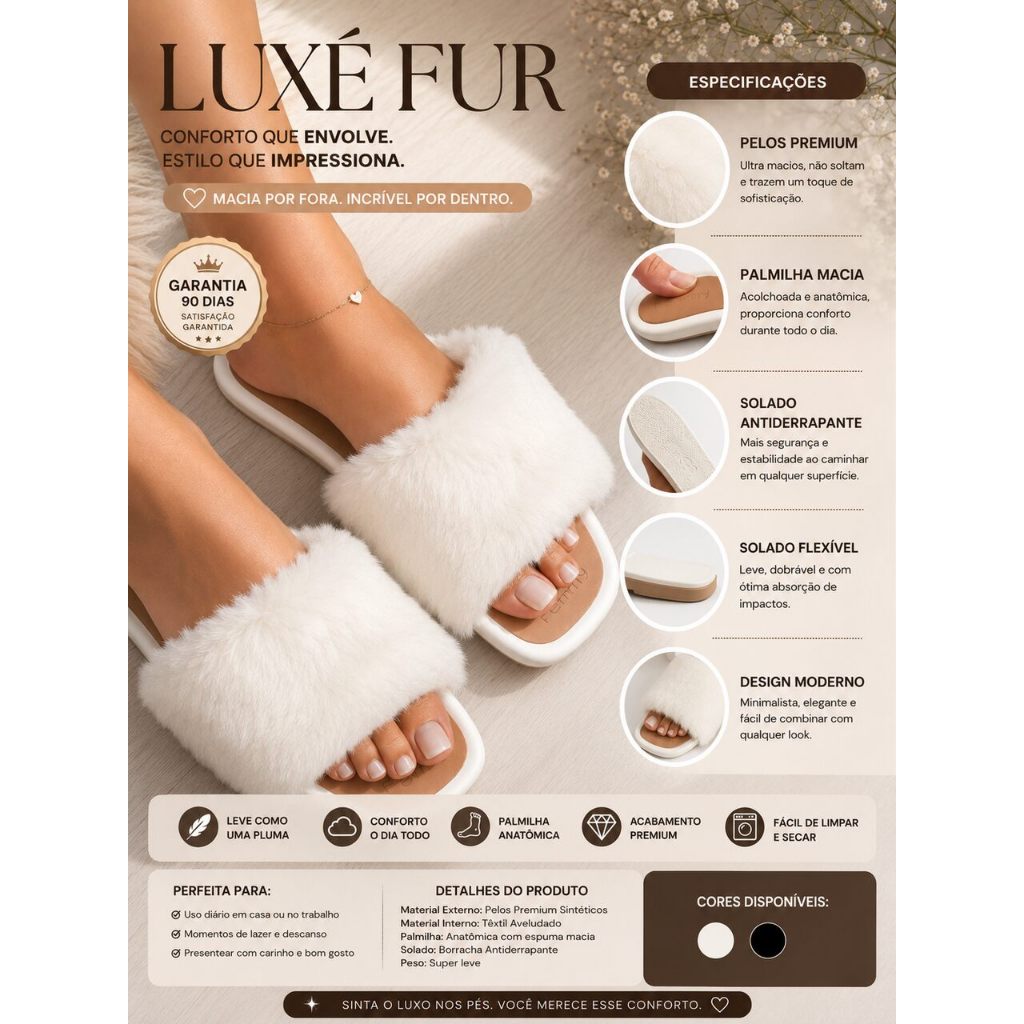 Sandalia Feminino Peluciado Confortável Antiderra