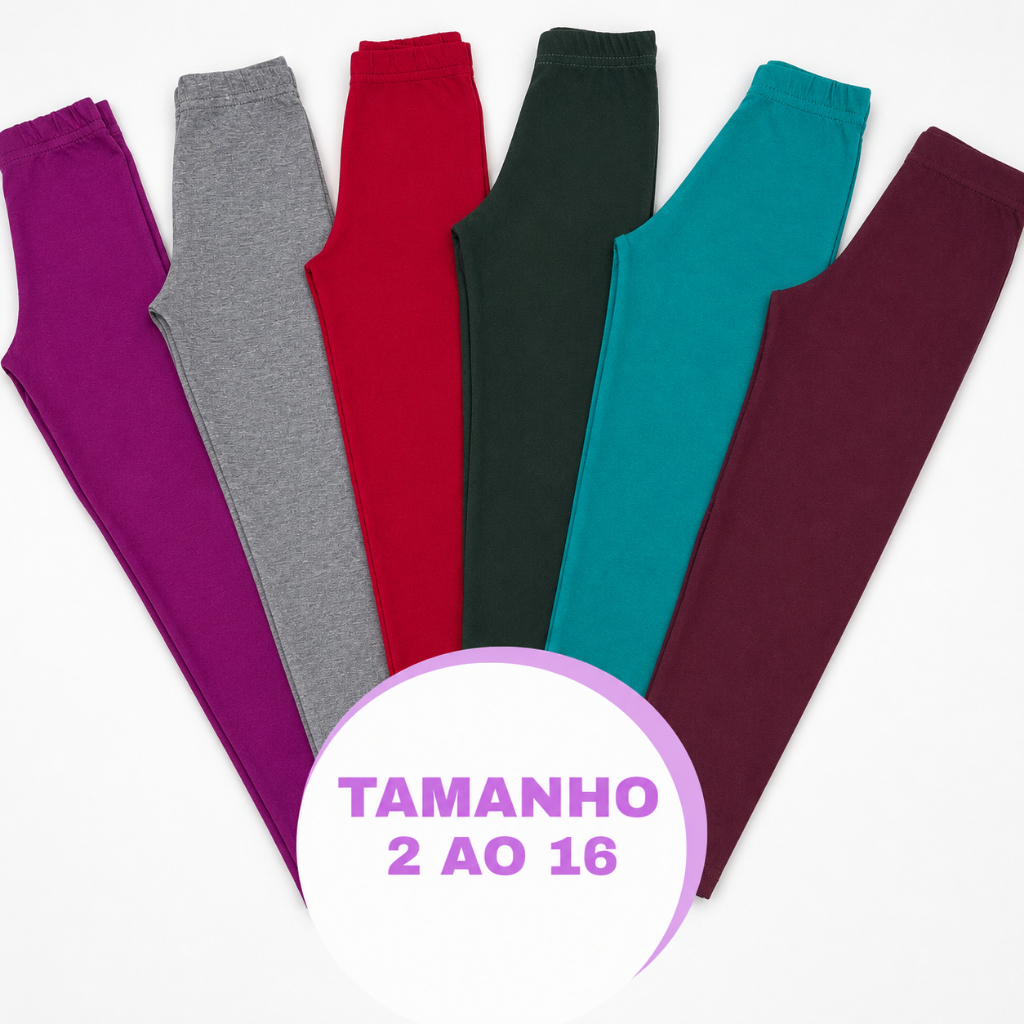 Kit 3 ou 5 Calça Legging Juvenil e Infantil Menin