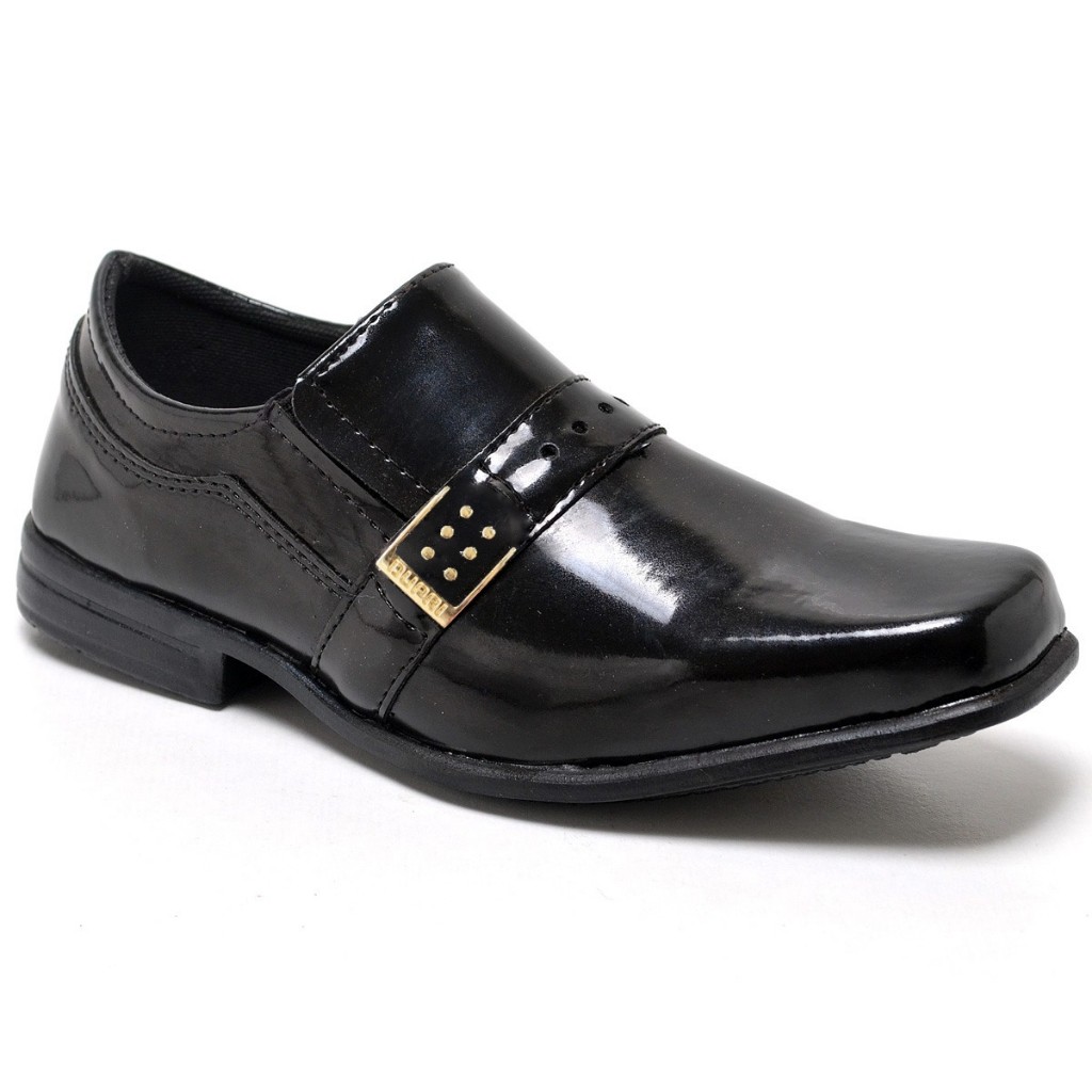 Sapato Social Infantil Masculino Verniz Preto Paje
